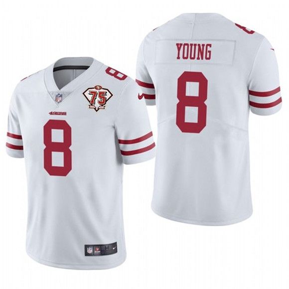Men San Francisco 49ers #8 Steve Young Nike White 75th Anniversary Limited NFL Jersey->san francisco 49ers->NFL Jersey